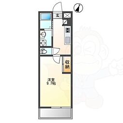 カーサ クレディール3 1階1Kの間取り