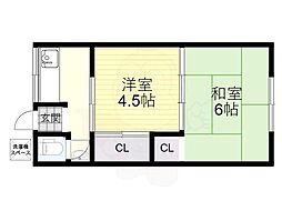 大栄荘 2階2Kの間取り