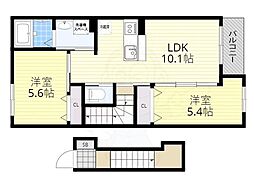 メゾン・エスポワール 2階2LDKの間取り