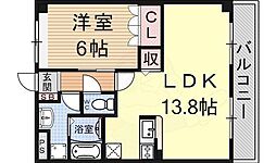 フォレスターアオエ 1階1LDKの間取り