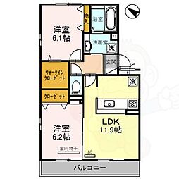 Espoir 3階2LDKの間取り