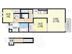 San du Willl 2 2階2LDKの間取り