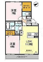 Ｋ’ｓグレイス 2階2LDKの間取り