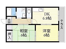 フレグランス・ヤスB 2DKの間取図画像