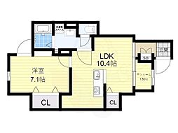 シャルマンフルール1 1階1LDKの間取り