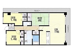 シティオ大津石山 3LDKの間取図画像