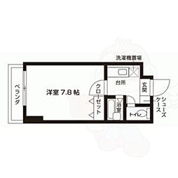 サンセール加藤2 1Kの間取図画像