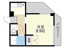 カルテットコボリC棟 1Kの間取図画像