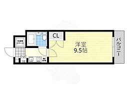 レイクシティ上笠 1Kの間取図画像