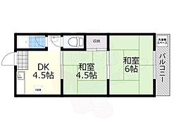 鶉マンション 2DKの間取図画像