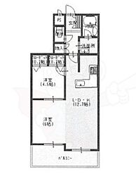グランドムール膳所 2LDKの間取図画像
