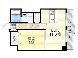 ミモザ千 1LDKの間取図画像