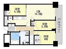 アトラスタワー草津 3LDKの間取図画像