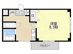 エクセレント中村2号 1DKの間取図画像