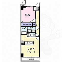 メディカル松下南EX 1LDKの間取図画像