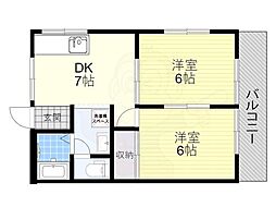 グランドール野洲 2DKの間取図画像