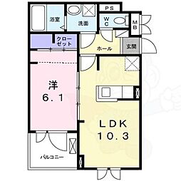 プログレスF1番館 1LDKの間取図画像