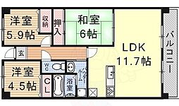 ベルヴィ草津 2LDKの間取図画像