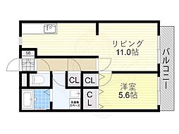 ベルヴィ栗東 1LDKの間取図画像