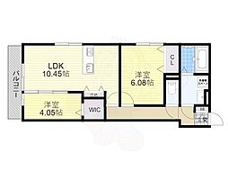 栗東市霊仙寺3丁目アパート 2LDKの間取図画像