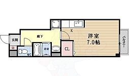 シダーコンフォール壱番館 ワンルームの間取図画像