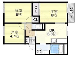 エスパシオ21B 3DKの間取図画像