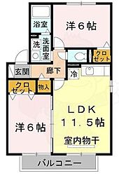 アルカディアD 2LDKの間取図画像
