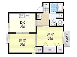 コーポ野路 2DKの間取図画像