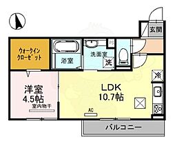 リバーサイド浪漫 1LDKの間取図画像