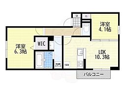 DーROOM 西矢倉 2LDKの間取図画像