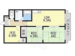 小西マンション 3LDKの間取図画像