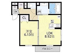 GL Plus HIGASHIYAGURA 1LDKの間取図画像