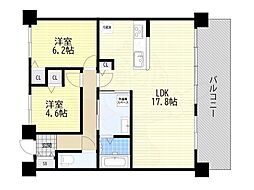 パデシオン大津ザ・グランドセントラル 2LDKの間取図画像