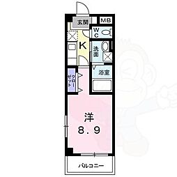 ボヌールS 1Kの間取図画像