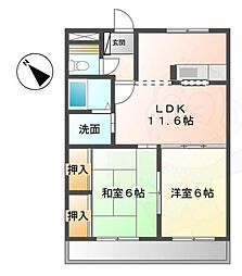 エトワールS 2LDKの間取図画像
