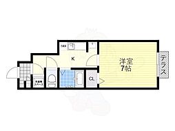 エスポアールコート 1Kの間取図画像