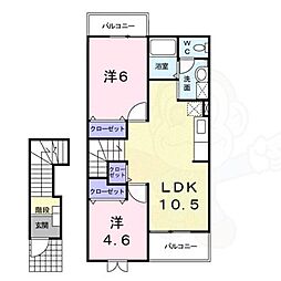 甲西サンライフB 2LDKの間取図画像