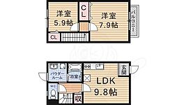 リバーサイドB棟 2LDKの間取図画像