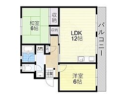 ハイツカームネス 2LDKの間取図画像