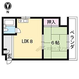 小倉マンション 4階1LDKの間取り