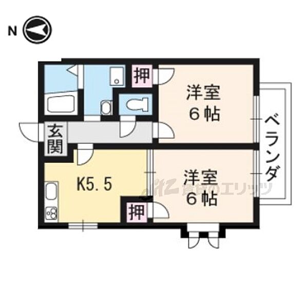 深草エステートV 201｜京都府京都市伏見区深草大亀谷西久宝寺町(賃貸アパート2DK・2階・41.68㎡)の写真 その2