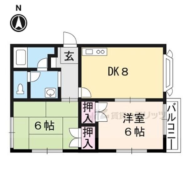 常葉木邸 202｜京都府京都市伏見区深草野手町(賃貸アパート2LDK・2階・45.05㎡)の写真 その2