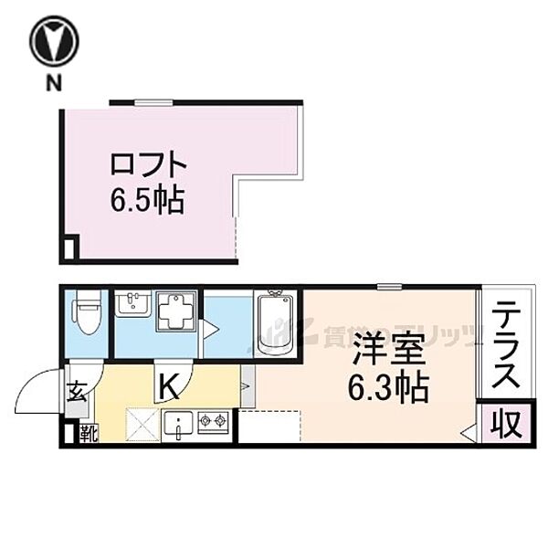 京都府京都市伏見区淀下津町(賃貸アパート1R・1階・20.67㎡)の写真 その2