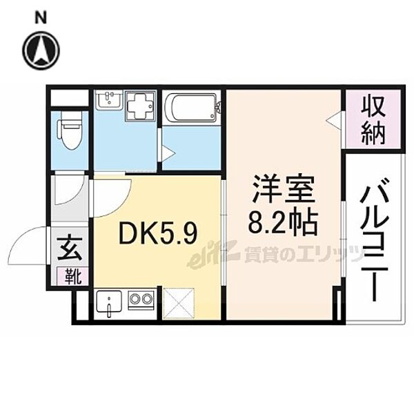 エアリーガーデン 205｜京都府京都市伏見区下鳥羽中三町(賃貸アパート1DK・2階・34.62㎡)の写真 その2