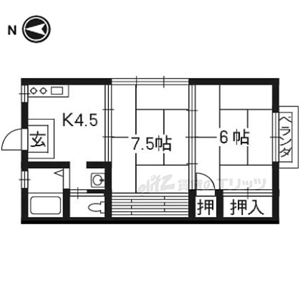 ペアシティ淀 202｜京都府京都市伏見区淀新町(賃貸アパート2DK・2階・22.50㎡)の写真 その2