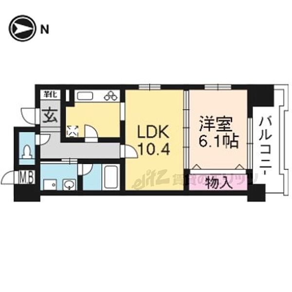 パインフィールド東野 403｜京都府京都市山科区東野中井ノ上町(賃貸マンション1LDK・4階・43.42㎡)の写真 その2