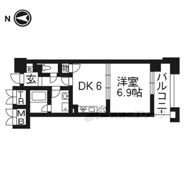 京都府京都市山科区東野片下リ町(賃貸マンション1DK・4階・34.25㎡)の写真 その2