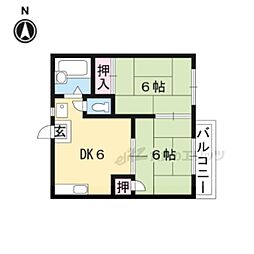 フレグランスＭ 1階2DKの間取り