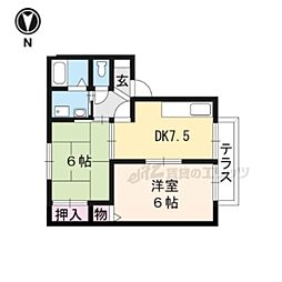 クレールエルマ 1階2DKの間取り
