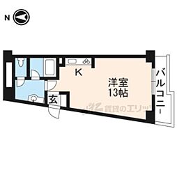 京都地下鉄東西線 東野駅 徒歩3分の賃貸マンション 5階ワンルームの間取り